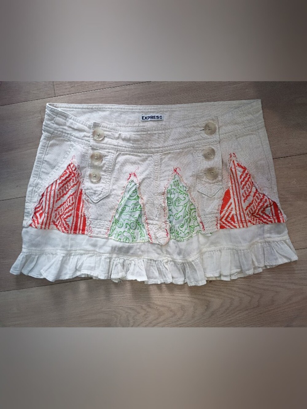 OOAK Bleached Sailor Style Miniskirt w/ Custom Embelishments